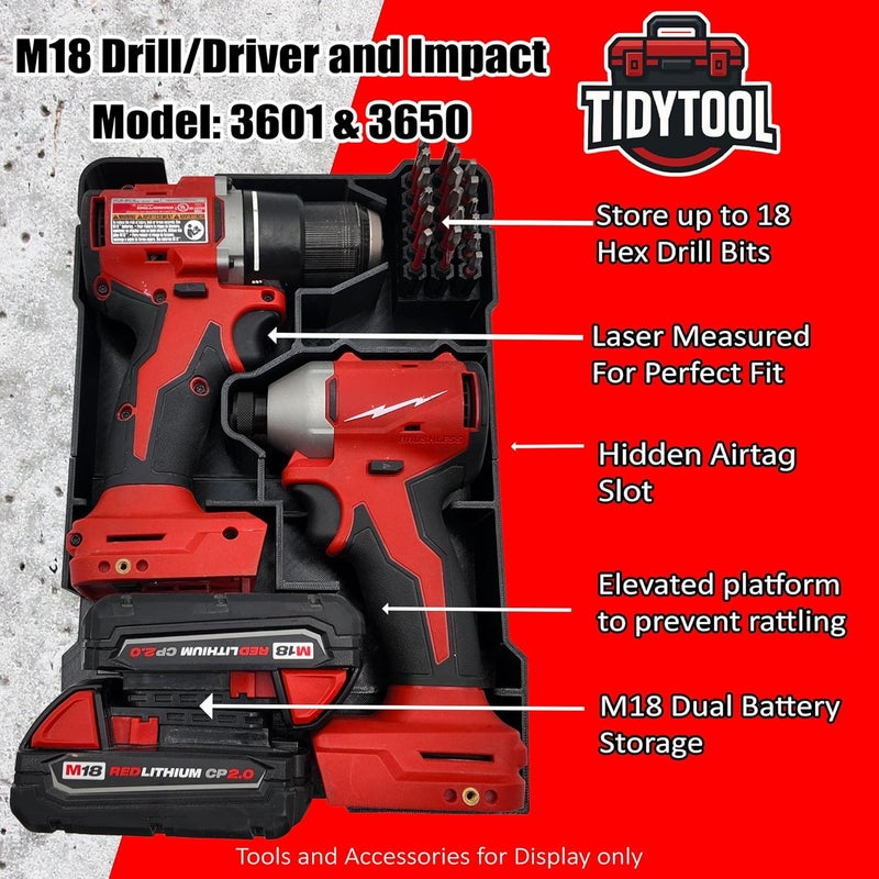 TidyTool Tidy Tool Drill Driver Organizer for Milwaukee M18 Combo Drill/Driver and Impact Set - Image 4